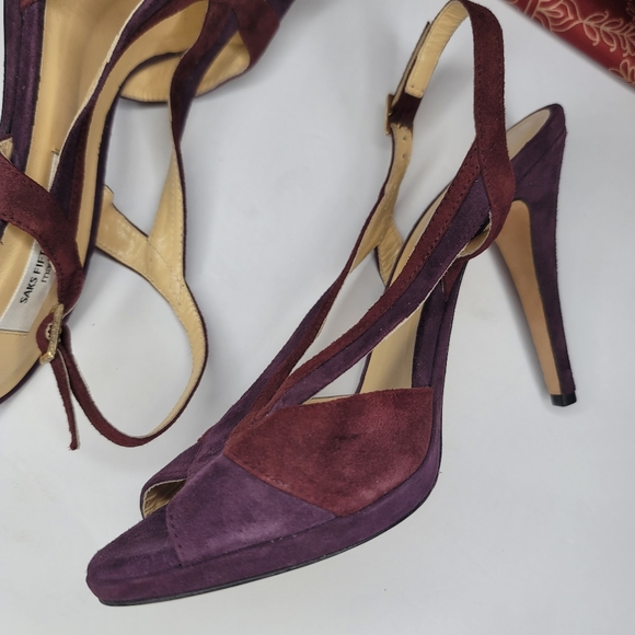 Saks Fifth Avenue Heels Eggplant Size 8 - Picture 15 of 15